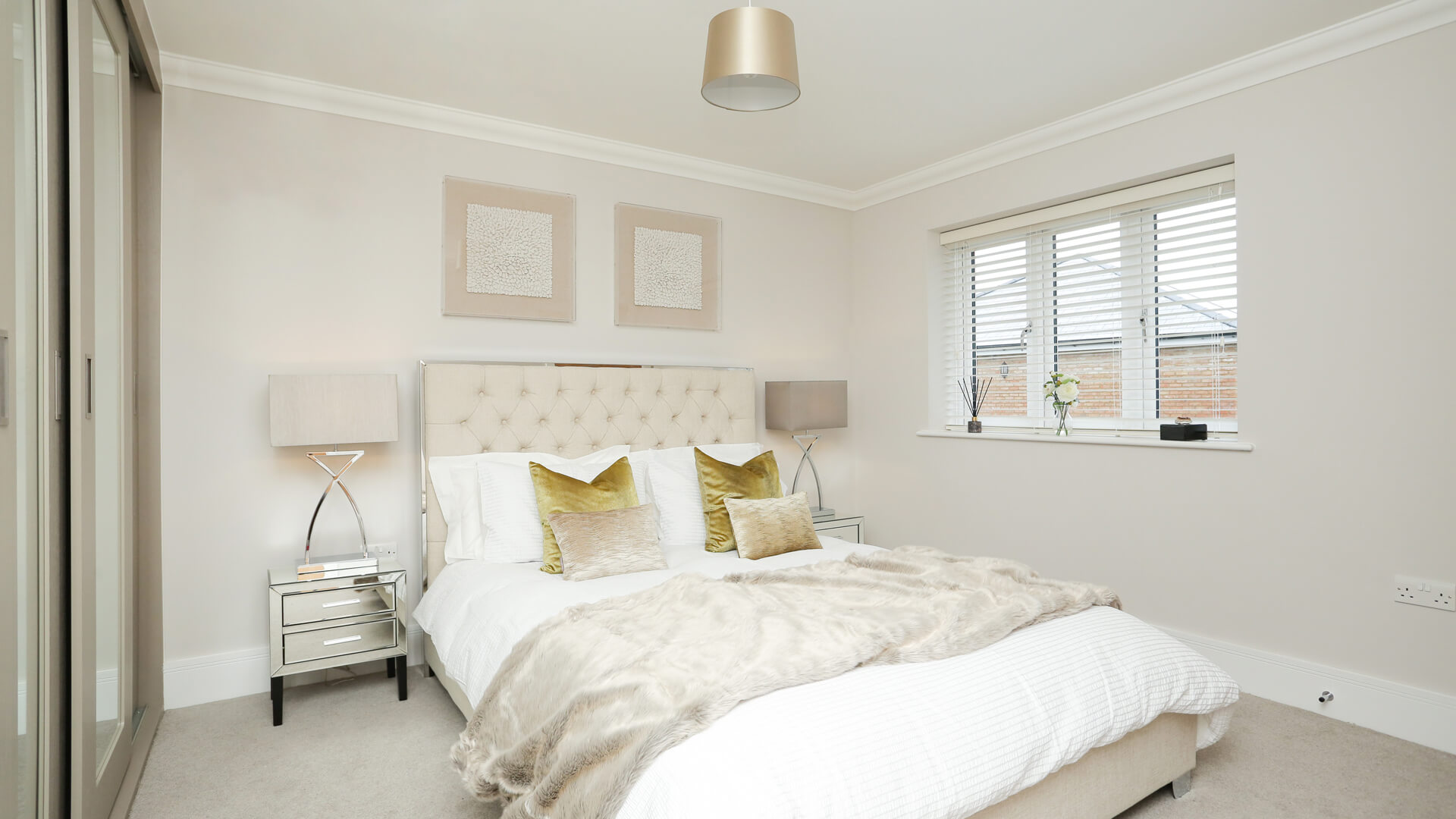 Master bedroom with fitted sliding wardrobe at Plot 9 Mulberry place.