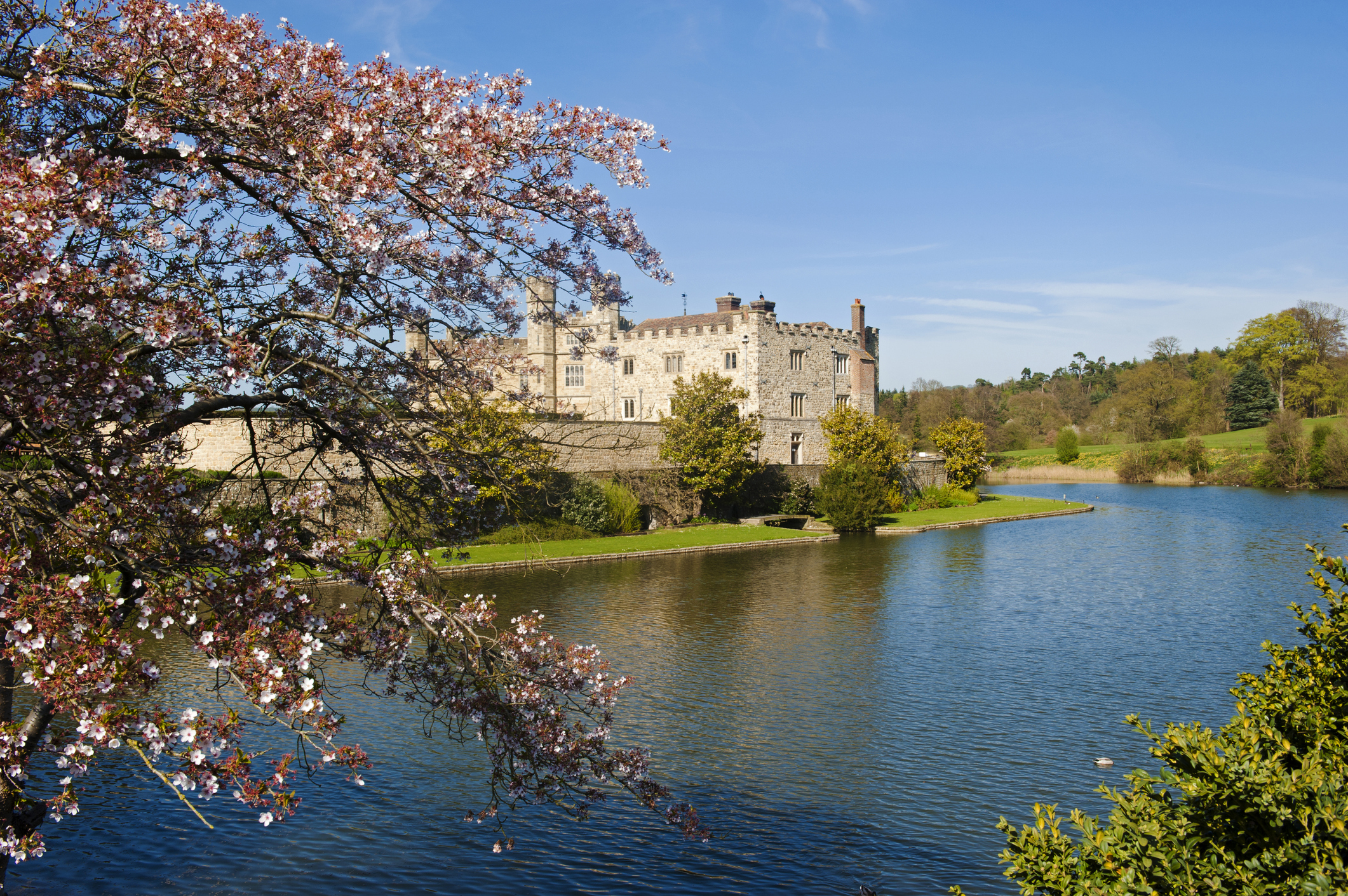 Leeds castle with moat