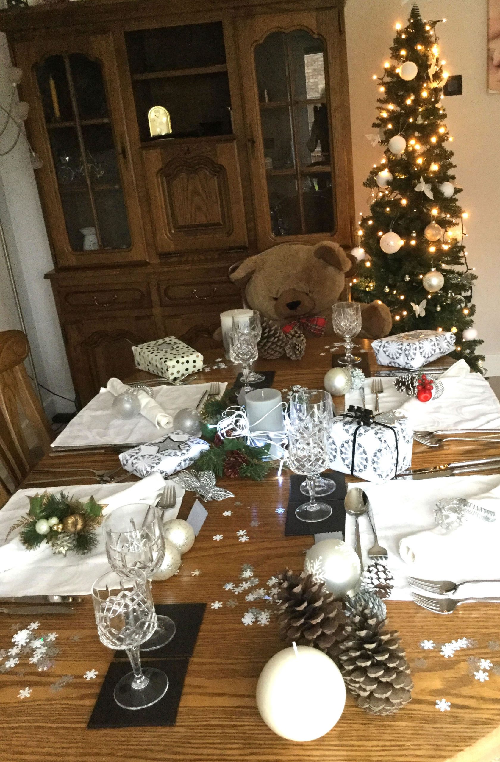 Christmas decorated table 