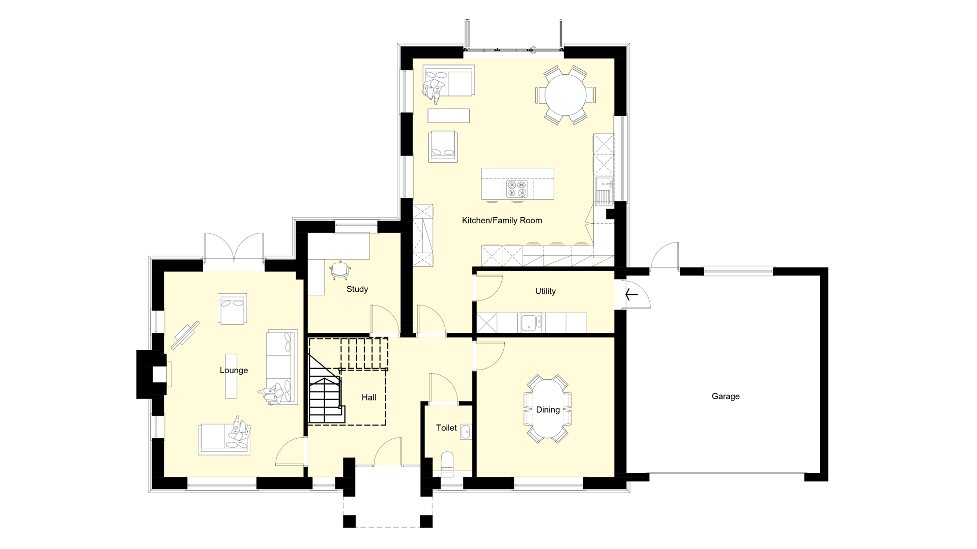 Layout of the ground floor at Plot 12 Weavers park.
