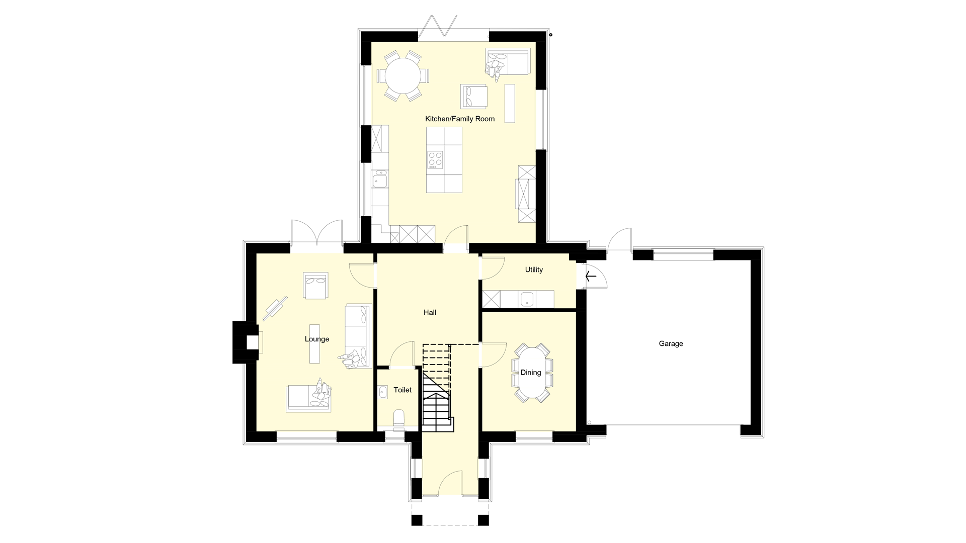 Layout of the ground floor at Plot 13 Weavers park.