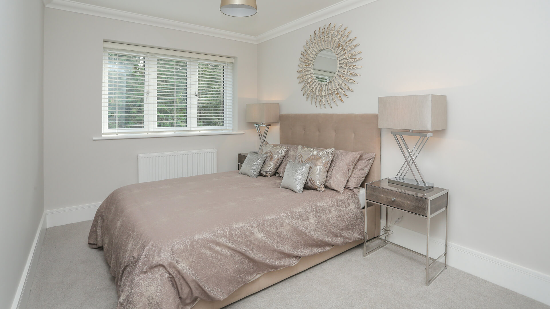 Dressed double bed at Woodside court
