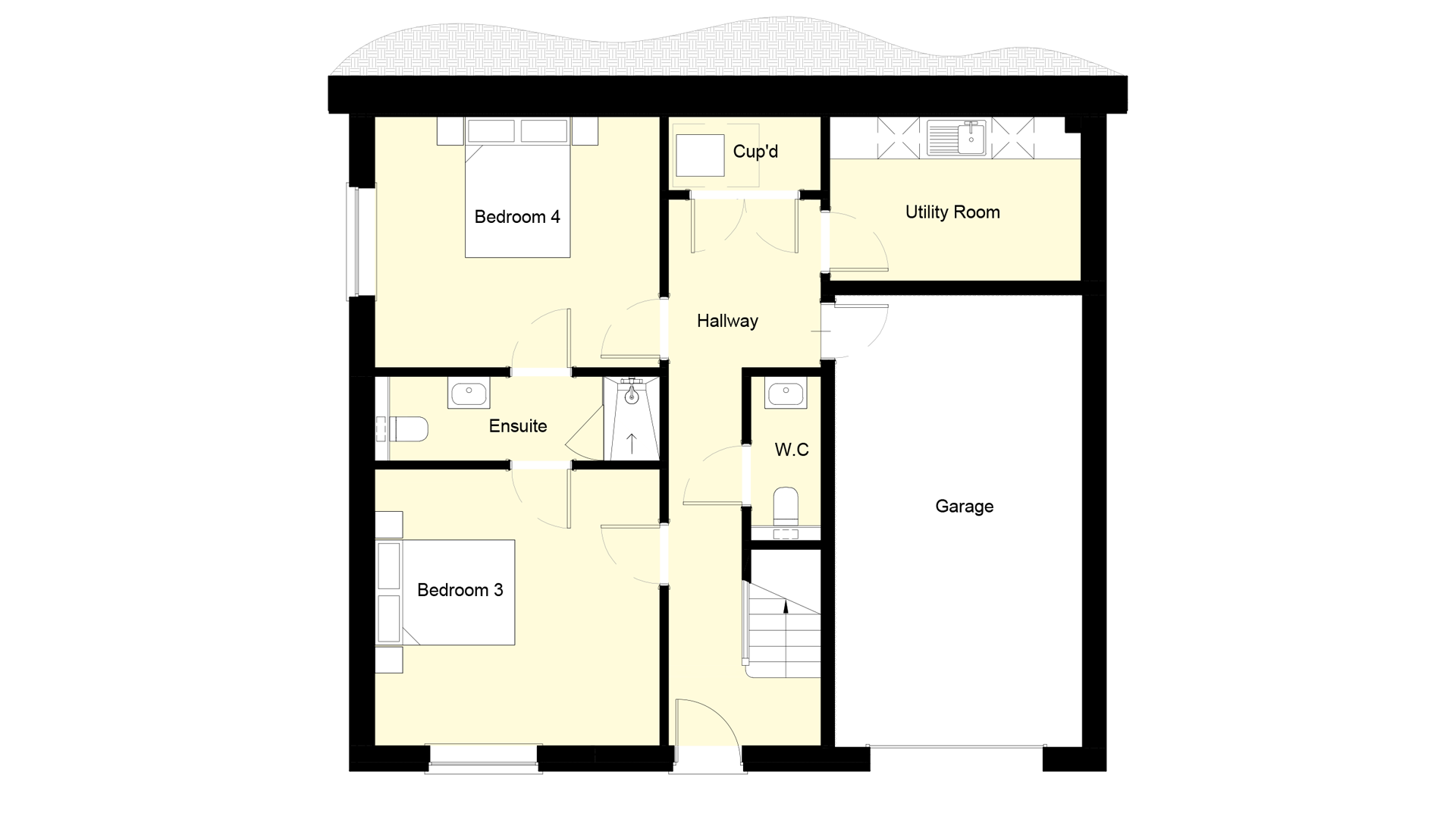 Layout of the ground floor Plot 5 Woodside court.