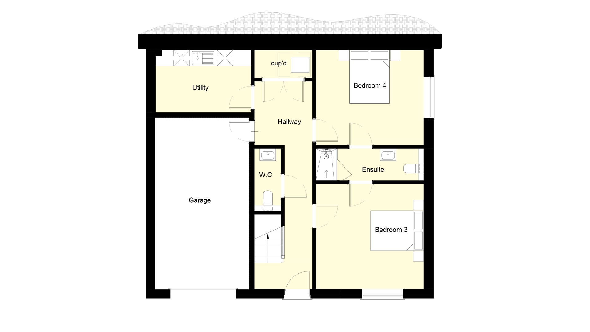 Layout of the ground floor Plot 6 Woodside court.