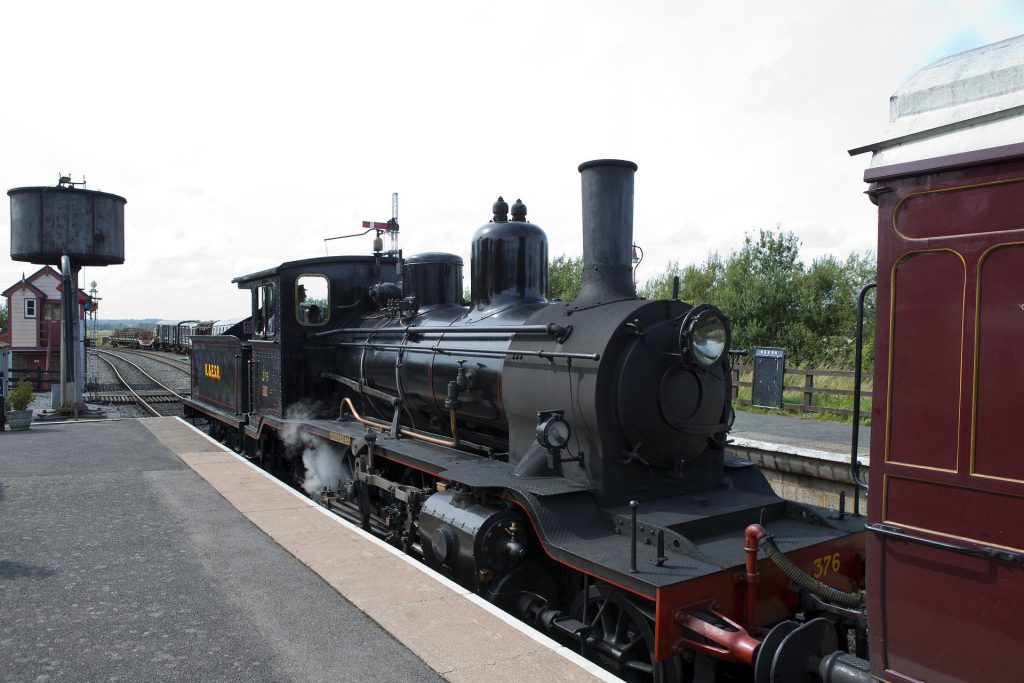 A steam train at the Kent and East Sussex railway.